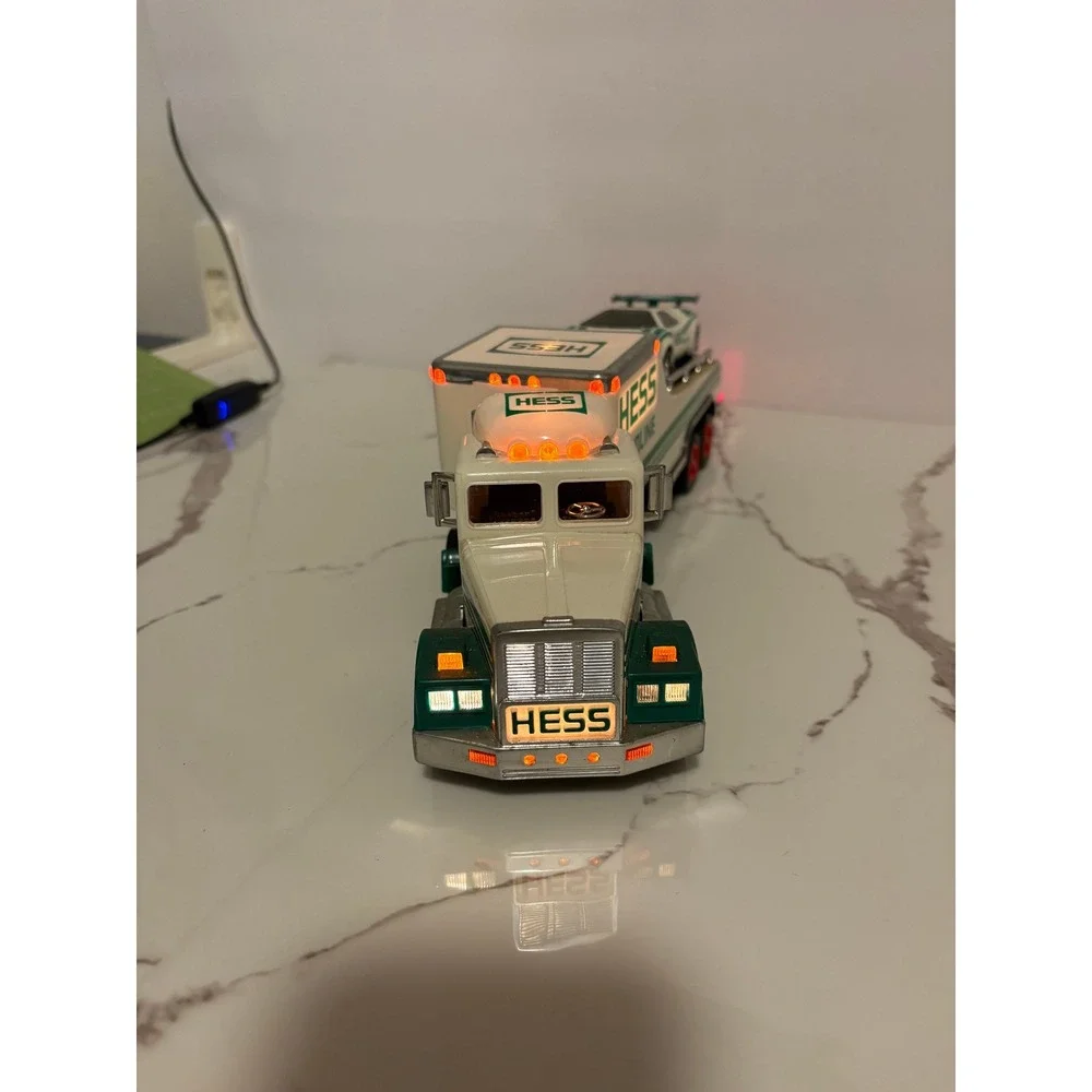 1991 Hess Toy Truck and Racer‎ Gasoline Semi Trailer with Working Lights Vintage